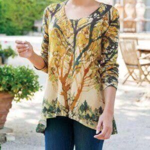 Soft Surroundings women’s multicolor Anabel tunic in tree print top size small